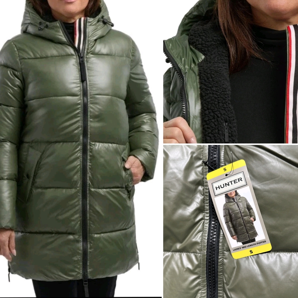 Hunter Women's Olive Hooded Puffer Jacket